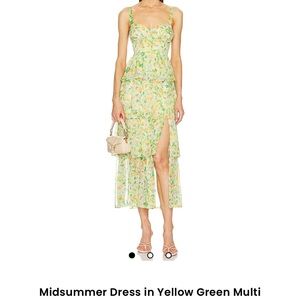 Astr Floral High Low Dress in Yellow and Green